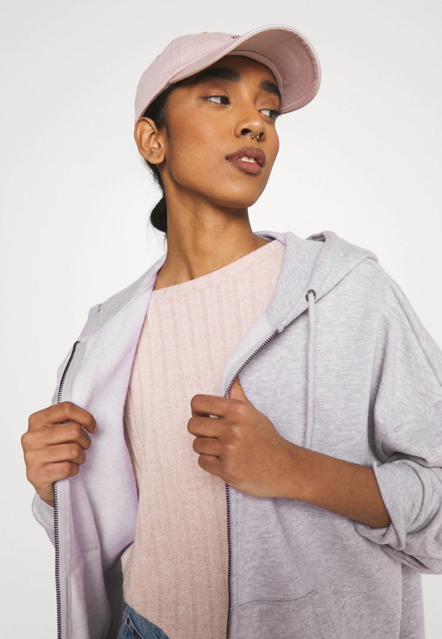 Even&Odd Felpa Con ZipMottled Light Grey Donna Felpe EV421J089-C11 - immagine 4