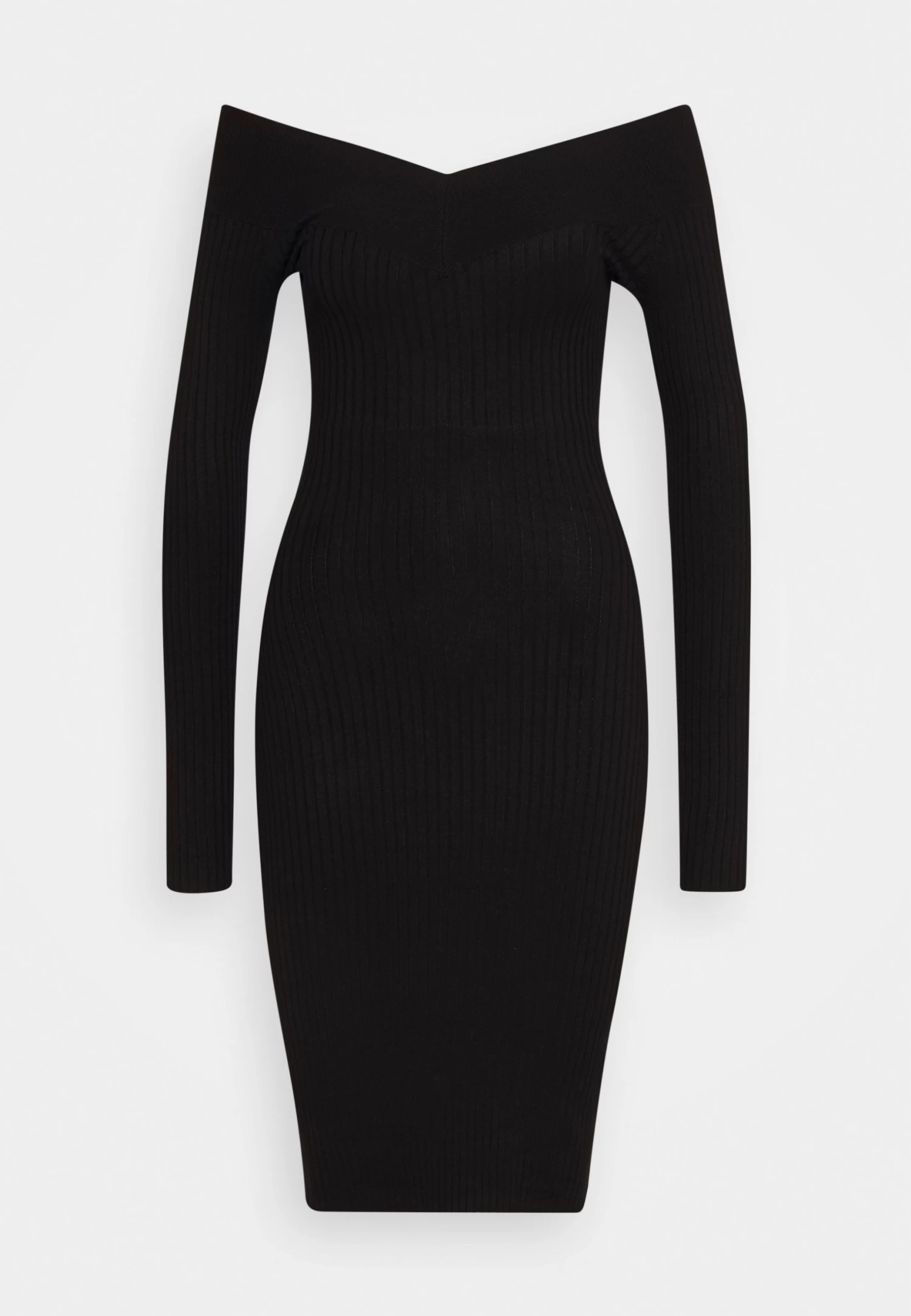 V Ausschnitt Ripp Mini Bodycon StrickkleidTubinoBlack Donna Vestiti EVF21C01P-Q11 - immagine 5