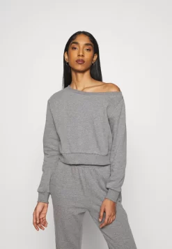Even&Odd Off Shoulder&Jogger SetFelpaMottled Grey Donna Felpe EV421A09E-C11