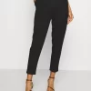 Even&Odd Paperbag Waist Tapered Trousers - Pantaloni - Black