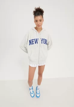 Even&Odd Felpa Con ZipMottled Light Grey Donna Felpe EV421J0DB-C11