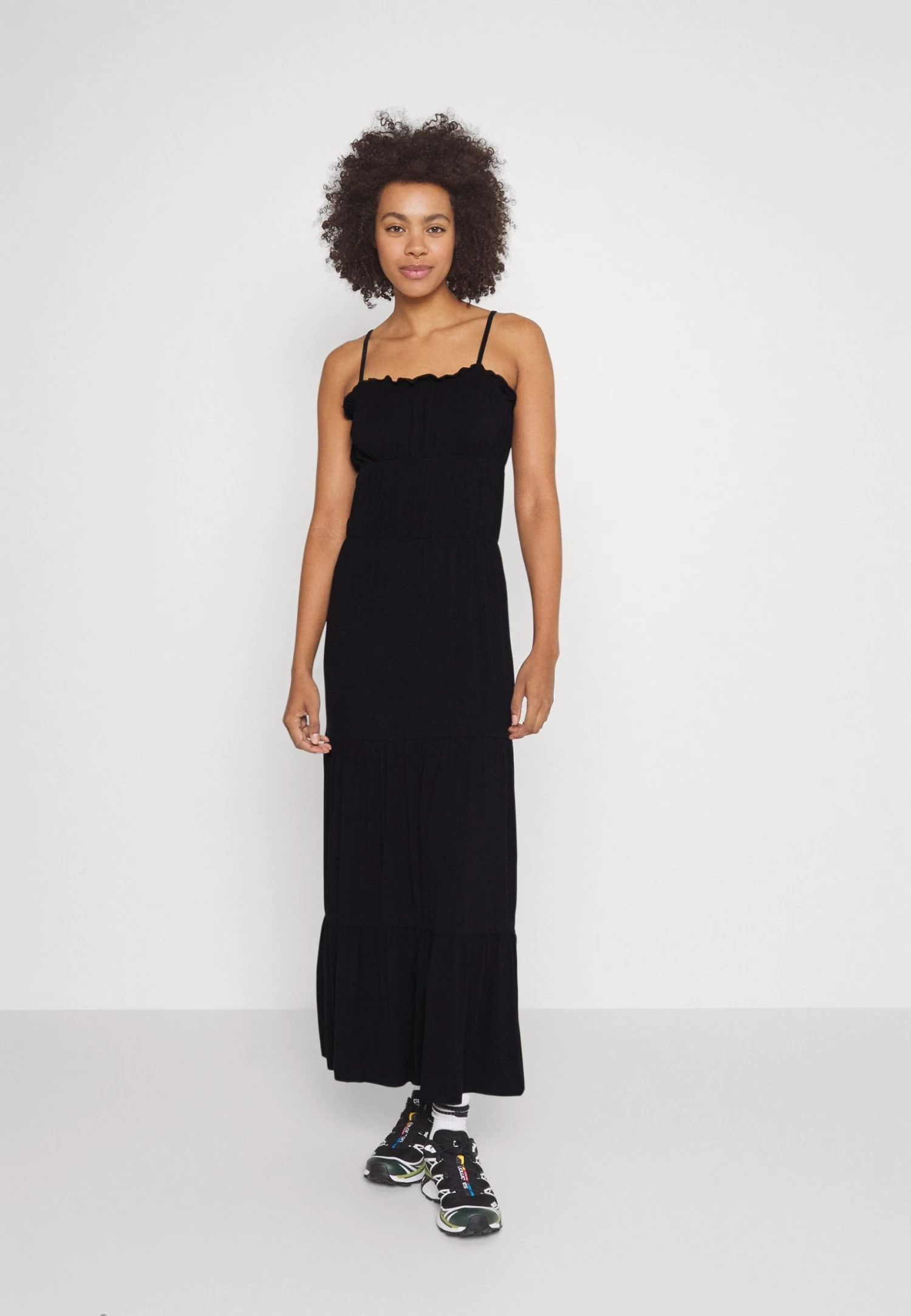 Even&Odd Maxi Dress Tiered Skirt- Vestito Lungo - Black