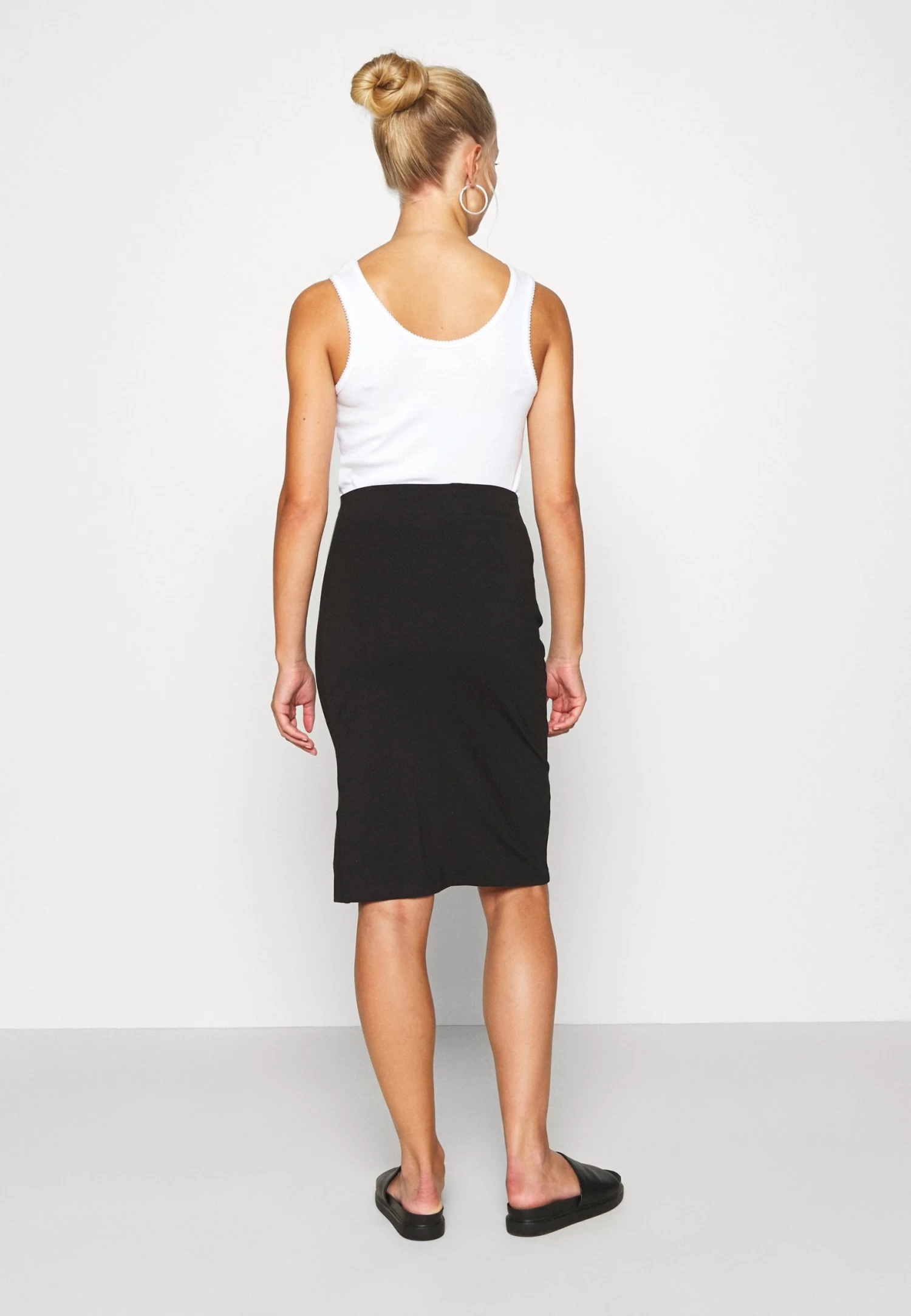 Even&Odd Basic - Midi Skirt With Slit - Gonna A Tubino - Black - immagine 3