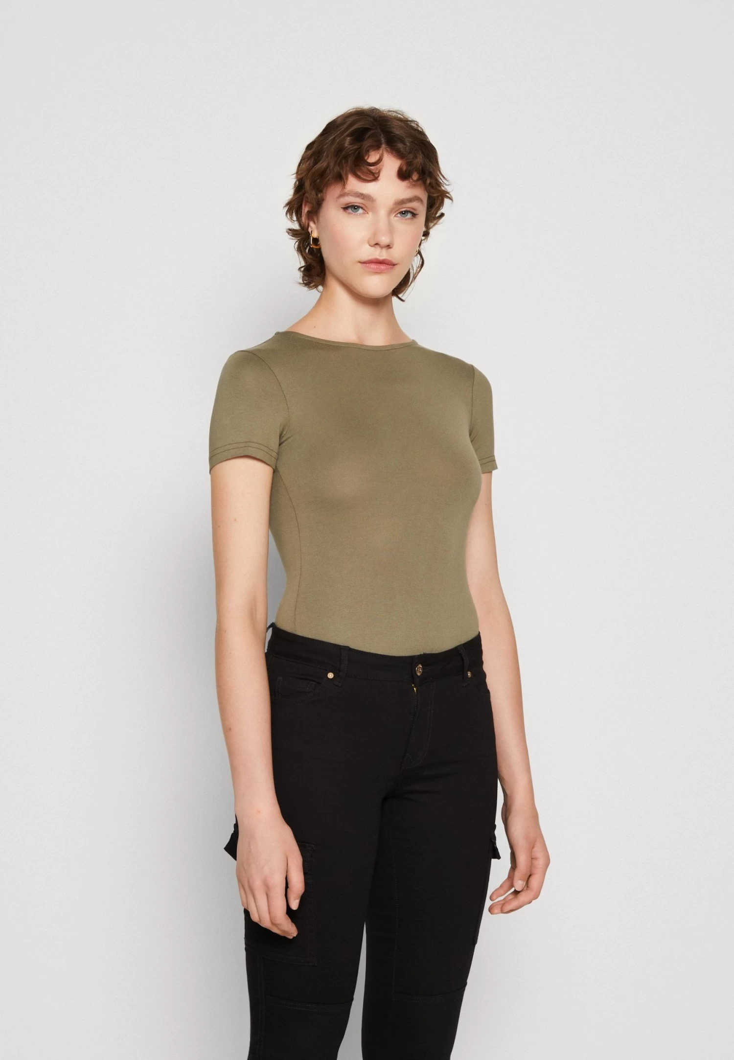 Even&Odd 2 PackT-Shirt BasicWhite/Khaki Donna T-shirt E Top EV421D223-A11 - immagine 2