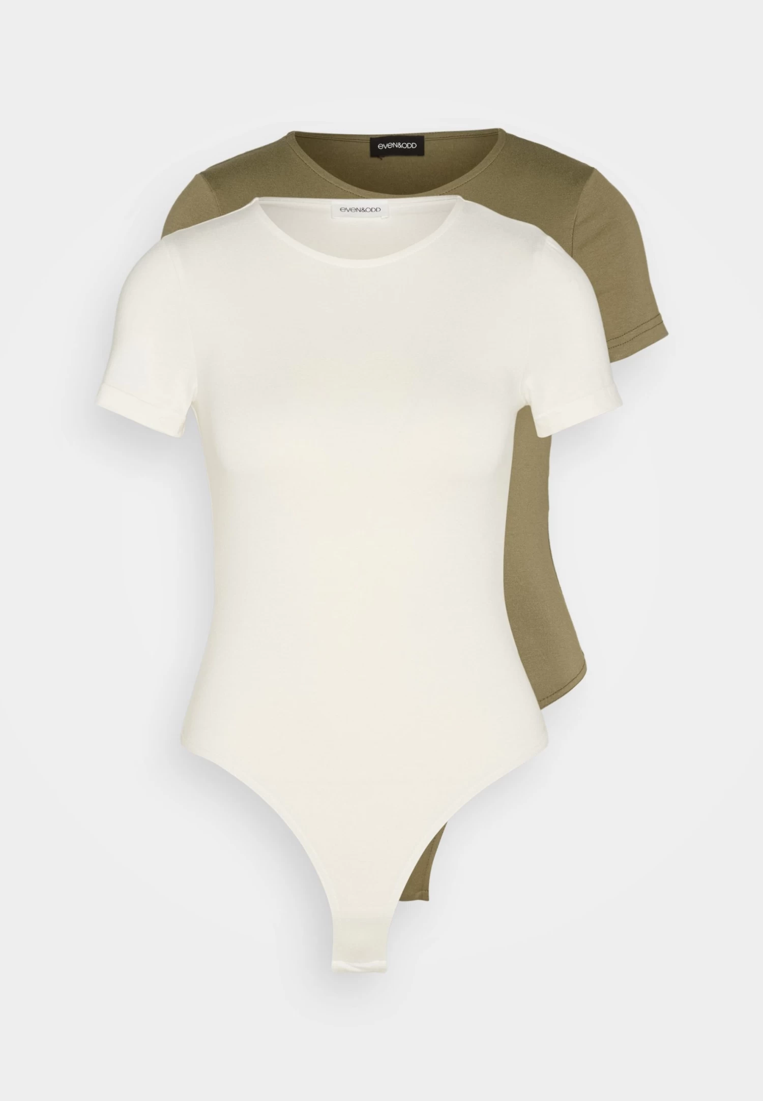 Even&Odd 2 PackT-Shirt BasicWhite/Khaki Donna T-shirt E Top EV421D223-A11 - immagine 6