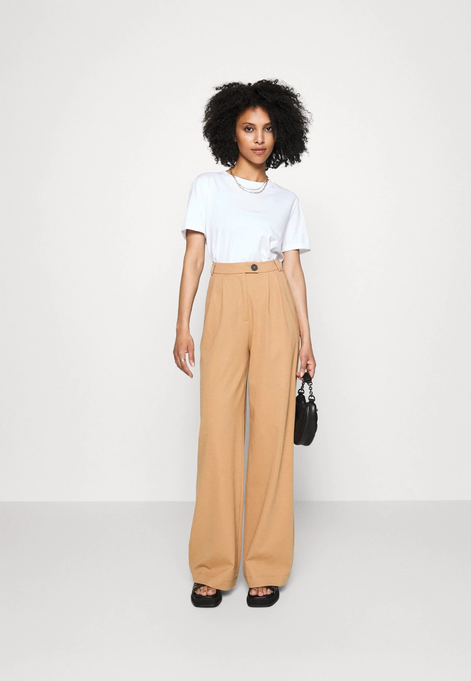 Petite Business Casual Wide Legs With Front Pleats PantaloniBeige Donna Pantaloni EVF21A027-B11 - immagine 2