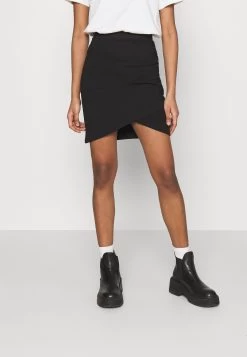 Even&Odd Asymetric Overlap Wrap Mini High Waisted SkirtGonna A TubinoBlack Donna Gonne EV421B09X-Q11
