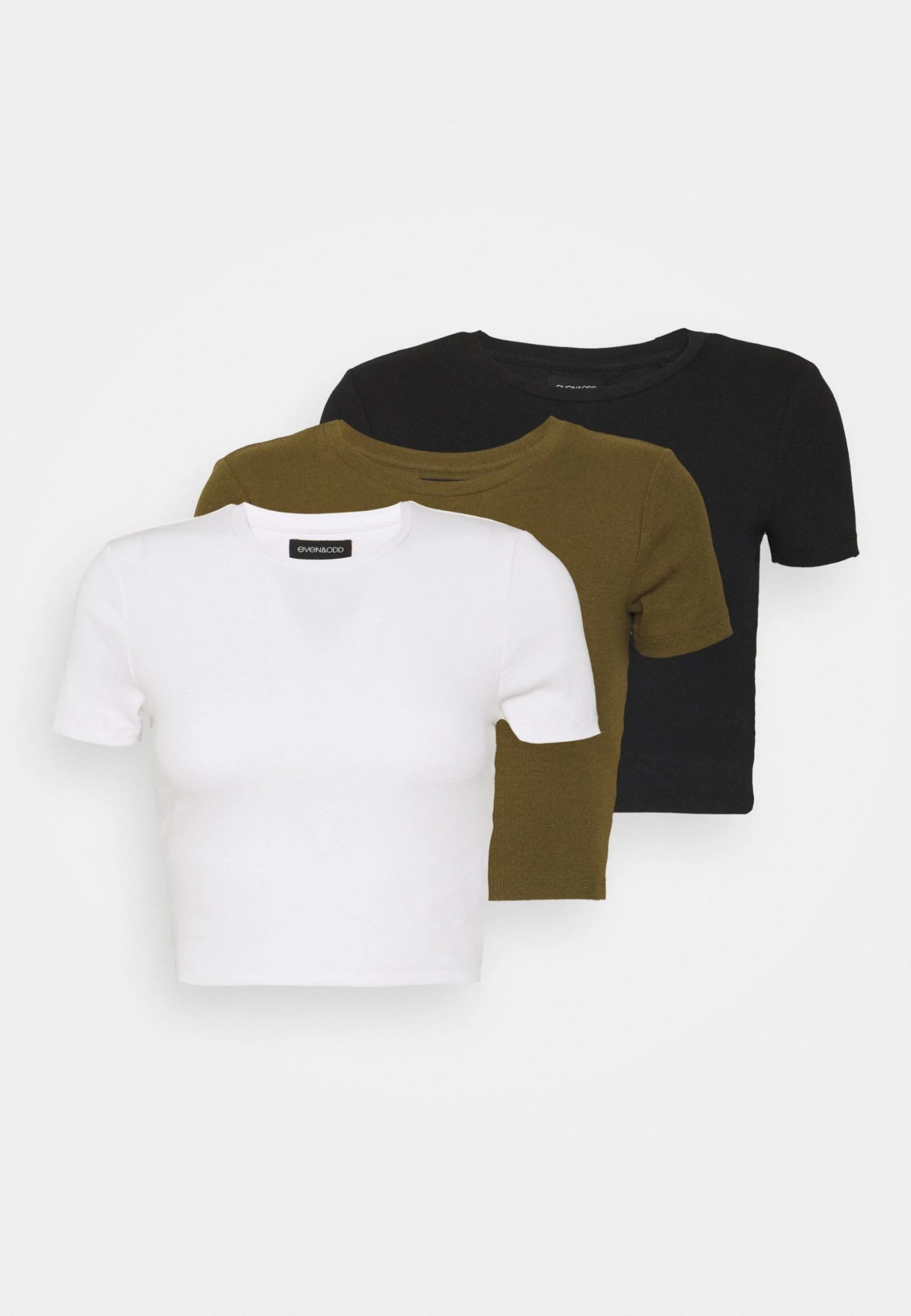 Even&Odd 3 PackT-Shirt BasicBlack/White/Khaki Donna T-shirt E Top EV421D1CU-Q11 - immagine 7