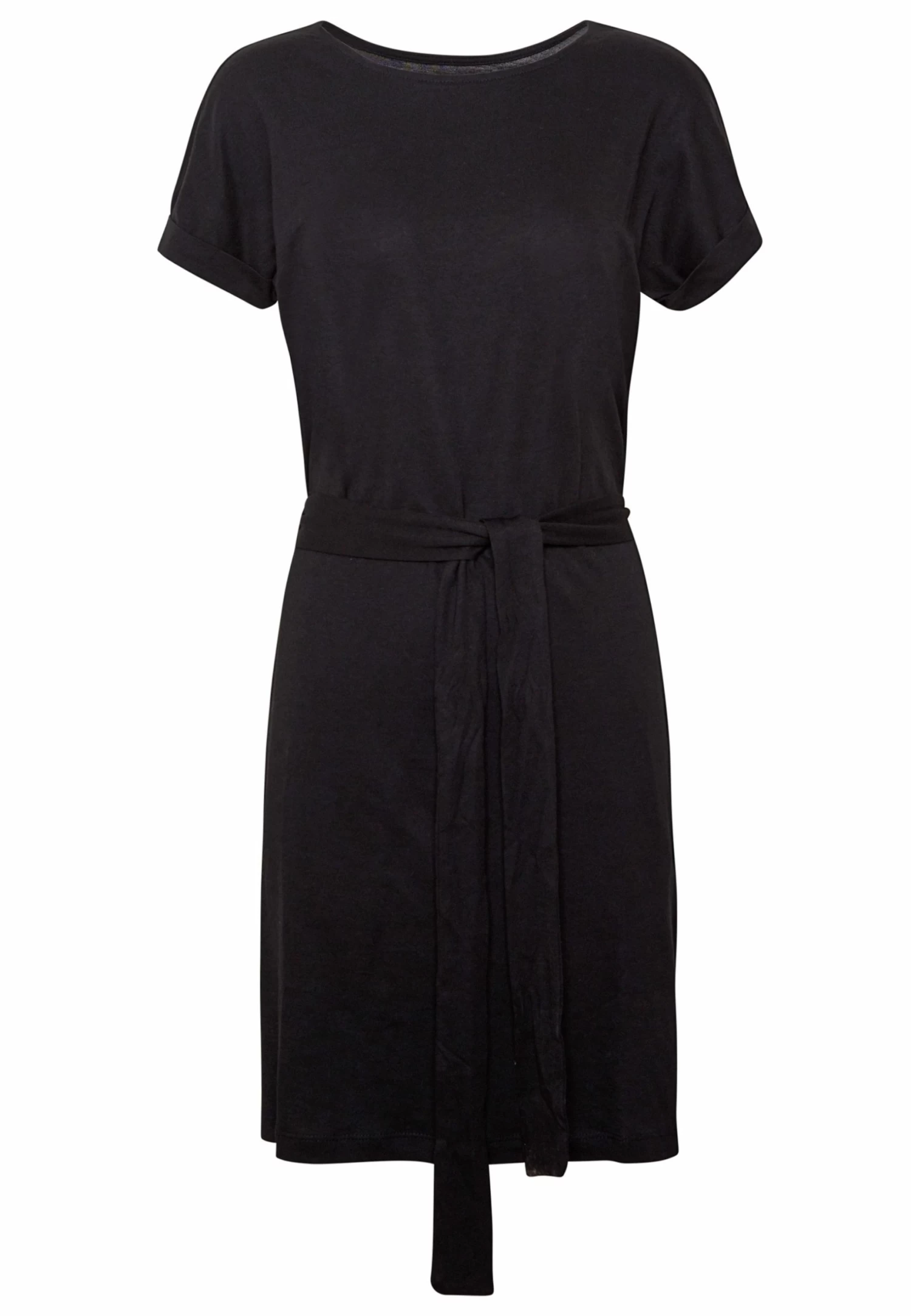 Even&Odd Basic Short Sleeves Mini Belted Dress - Vestito Di Maglina - Black/Black - immagine 5