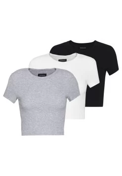 Even&Odd 3 PackT-Shirt BasicWhite/Black/Light Grey Donna T-shirt E Top EV421D1CU-A11