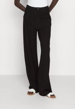 Business Casual Wide Legs With Front Pleats PantaloniBlack Donna Pantaloni EVI21A01U-Q11