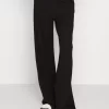 Business Casual Wide Legs With Front Pleats PantaloniBlack Donna Pantaloni EVI21A01U-Q11