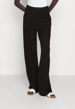 Business Casual Wide Legs With Front Pleats PantaloniBlack Donna Pantaloni EVI21A01U-Q11