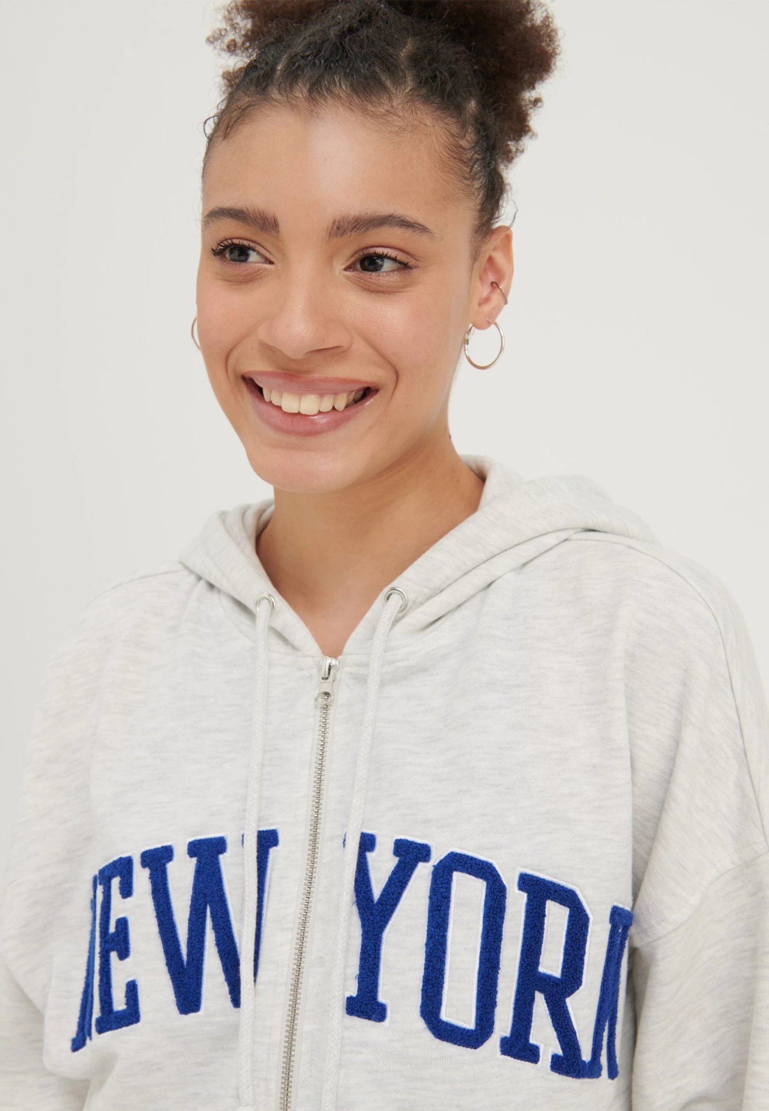 Even&Odd Felpa Con ZipMottled Light Grey Donna Felpe EV421J0DB-C11 - immagine 5