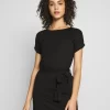 Even&Odd Basic Short Sleeves Mini Belted Dress - Vestito Di Maglina - Black/Black