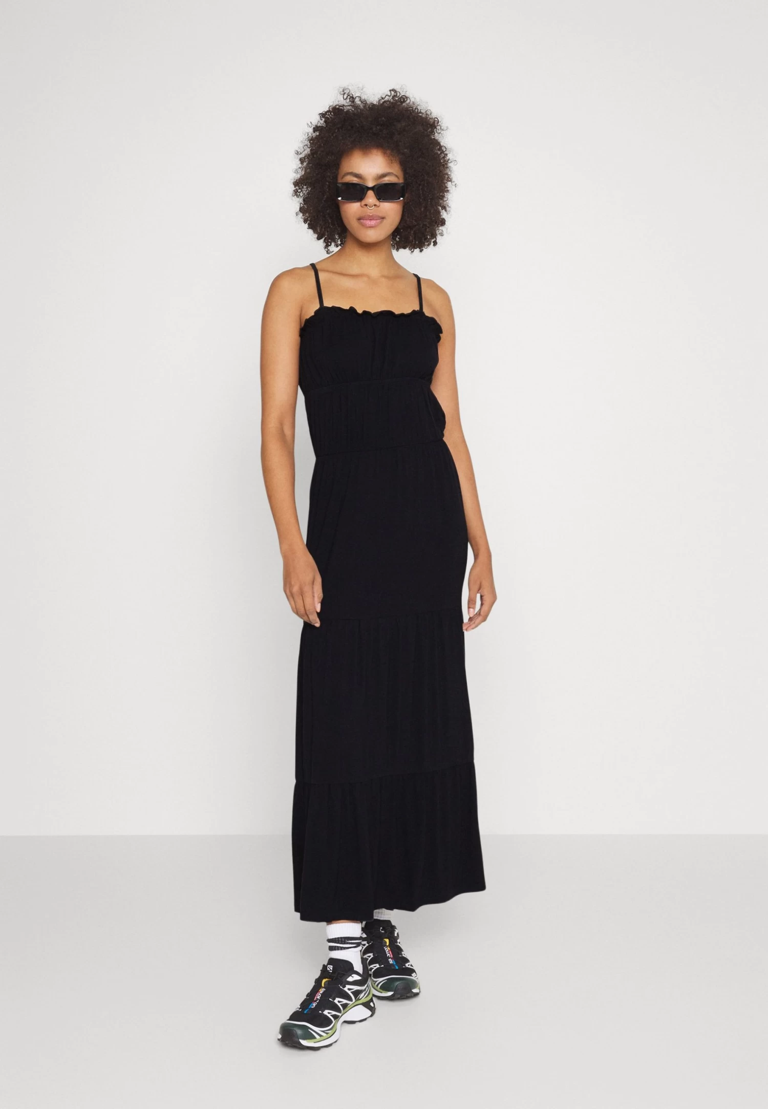 Even&Odd Maxi Dress Tiered Skirt- Vestito Lungo - Black - immagine 2